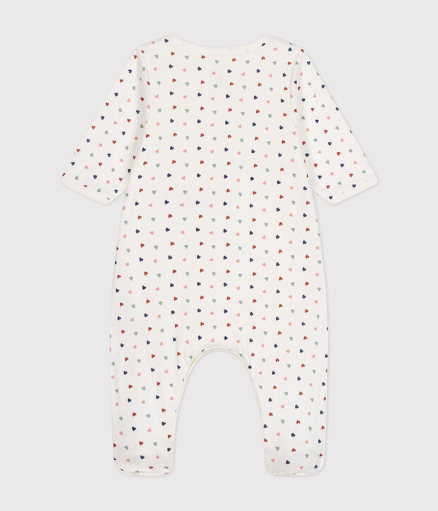 Babies' bodyjama in mini-heart print tube knit white/multicolor