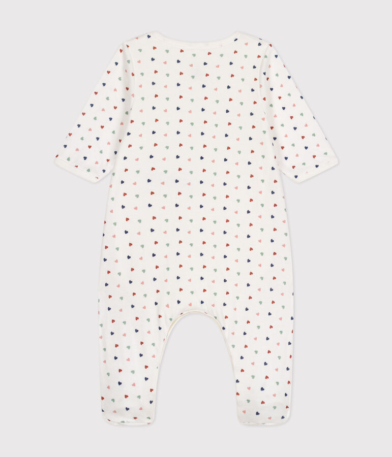 Babies' bodyjama in mini-heart print tube knit MARSHMALLOW white/MULTICO white