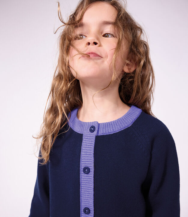 Children's plain wool and cotton cardigan SOIR