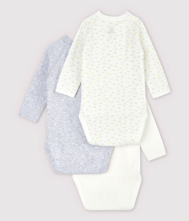 Babies' Long-Sleeved Wrapover Organic Cotton Bodysuits - 3-Pack multicolor