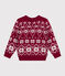 Children's patterned wool and cotton jumper AMARANTE red/AVALANCHE