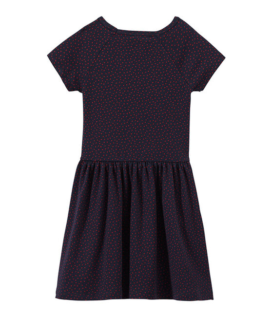 Girls' polka-dot dress MARSHMALLOW white/BRUT blue/MULTICO