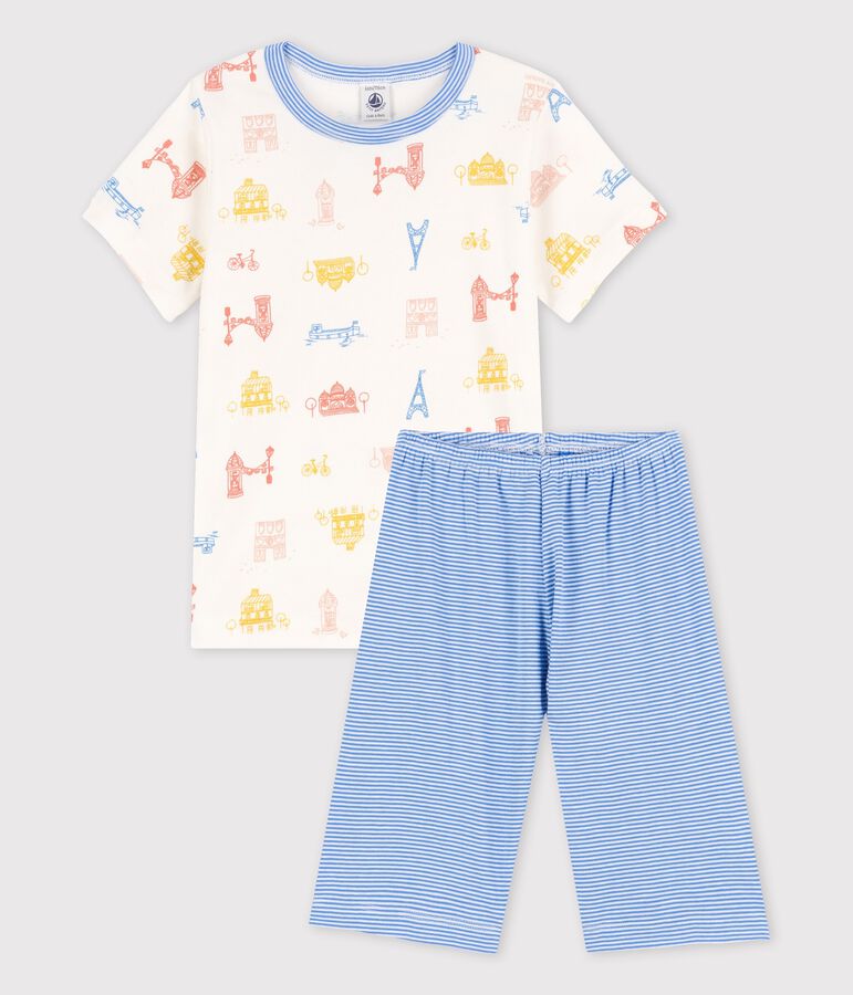 Boys' Paris Cotton Short Pyjamas white/multicolor