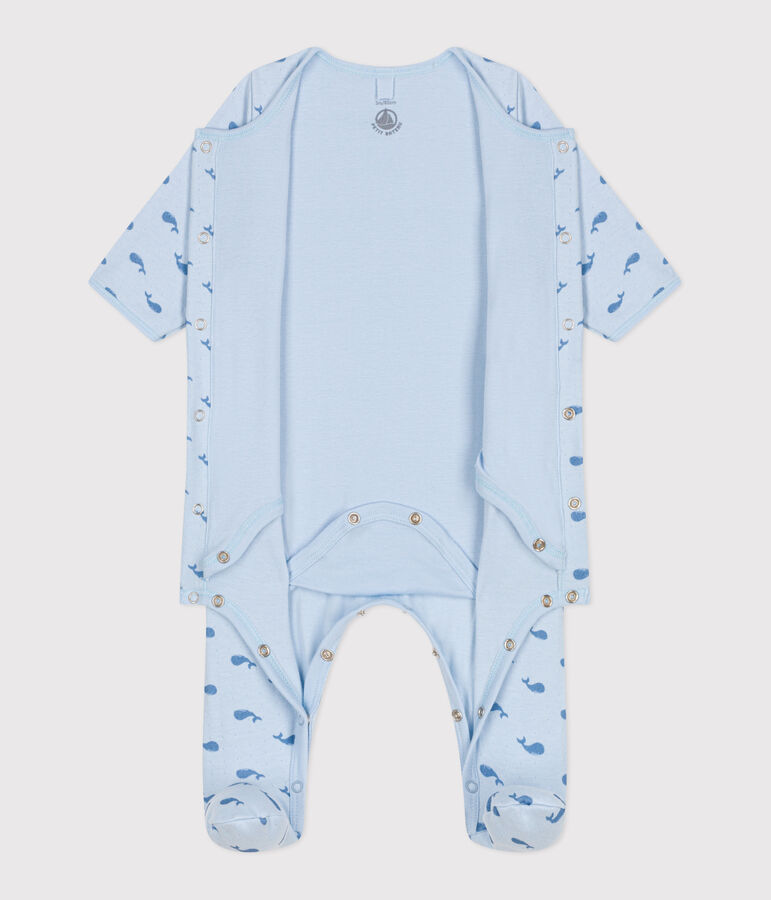 Babies' whale design tube knit bodyjama blue/blue