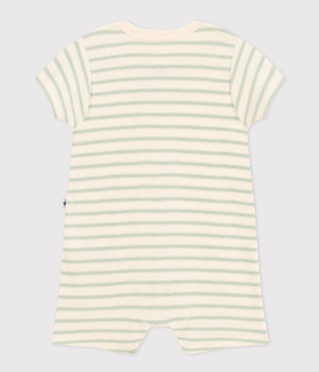 Babies' Terry Short Playsuit Ecru/green