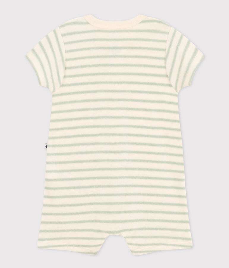 Babies' Terry Short Playsuit Ecru/green