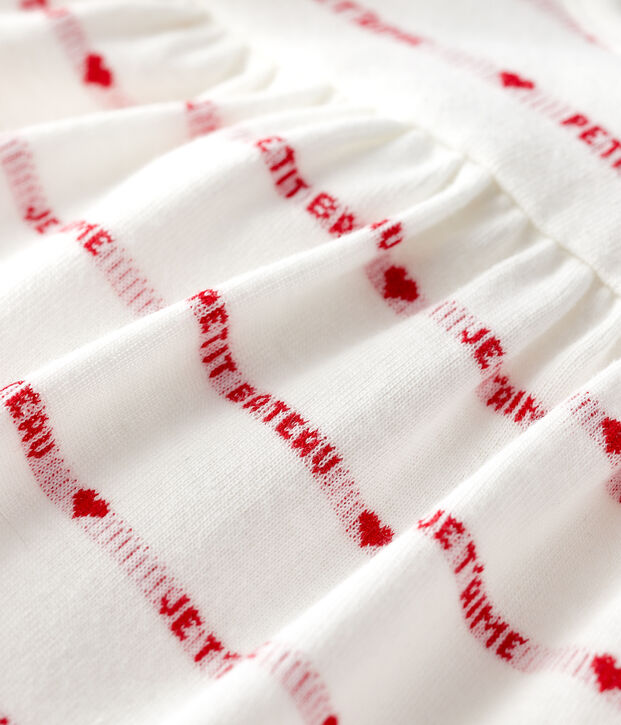 Babies' Organic Cotton Jacquard Dress With Bodysuit white/red