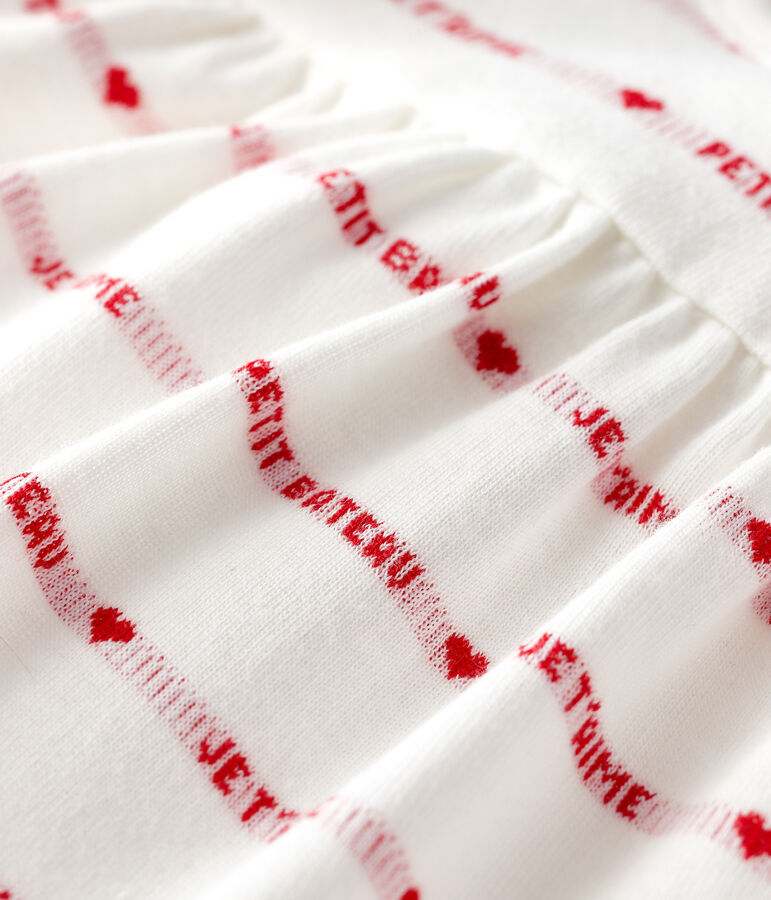 Babies' Organic Cotton Jacquard Dress With Bodysuit white/red