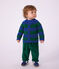 Babies' stripy wool and cotton knit cardigan multicolor/green