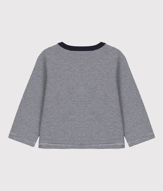 Babies' Pinstriped Thick Jersey Cardigan SMOKING blue/MARSHMALLOW white