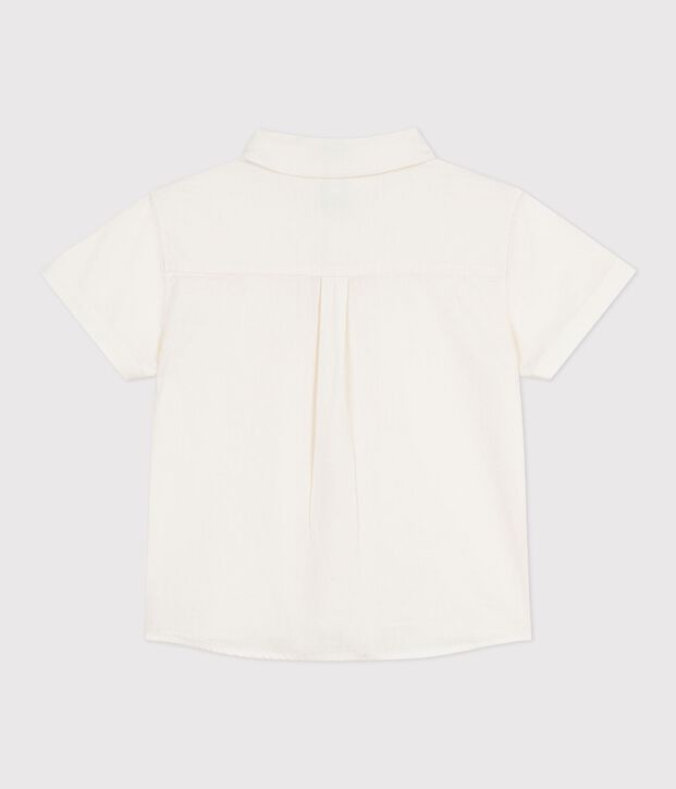Children's short-sleeved cotton and linen shirt white