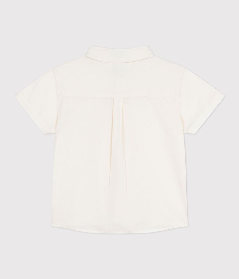 Children's short-sleeved cotton and linen shirt white