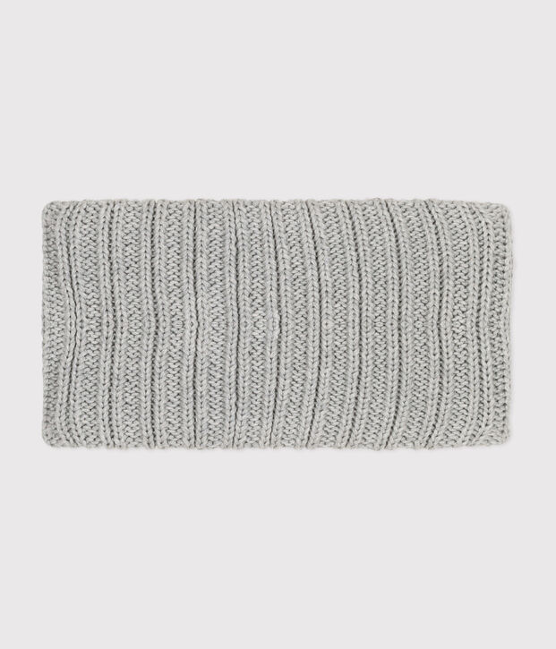 Babies' fleece-lined knitted snood grey