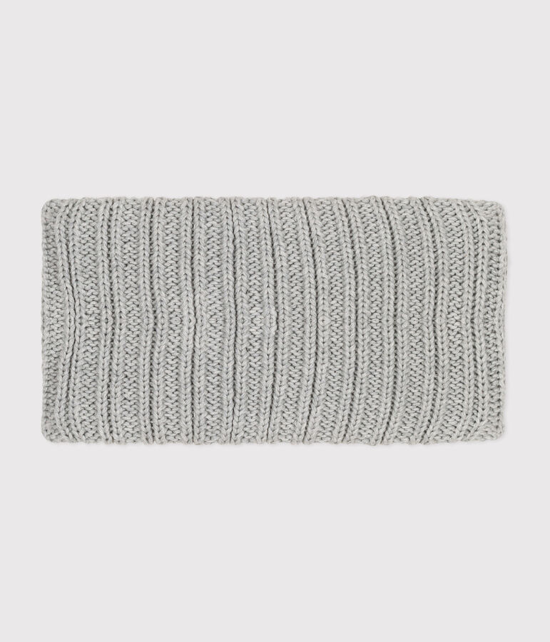 Babies' fleece-lined knitted snood grey