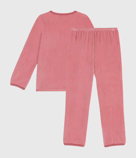 Children's plain velvet pyjamas ROSEWOOD pink