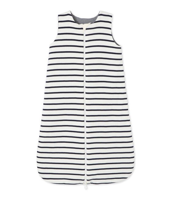 Babies' Reversible Ribbed Sleeping Bag COQUILLE beige/ABYSSE blue
