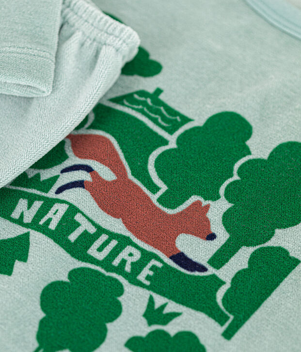 Children's plain velour pyjamas green