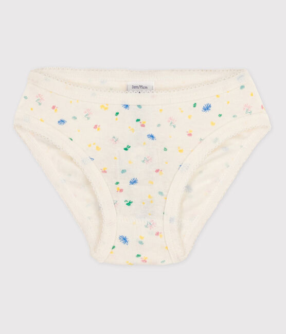 Girls' Cotton Briefs MARSHMALLOW white/MULTICO white