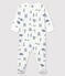 Babies' Paris Ribbed Sleepsuit MARSHMALLOW white/MAJOR blue
