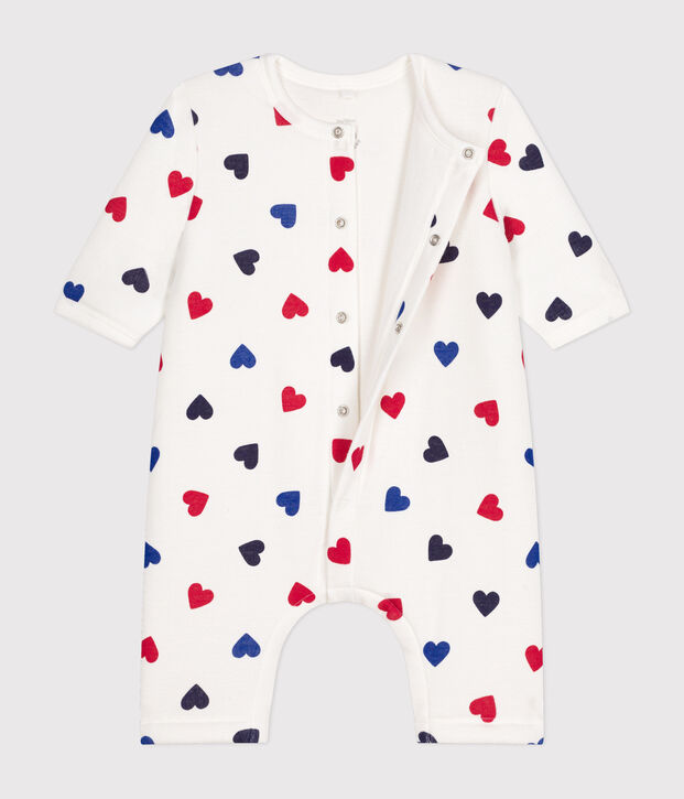 Babies' padded cotton jumpsuit white/multicolor
