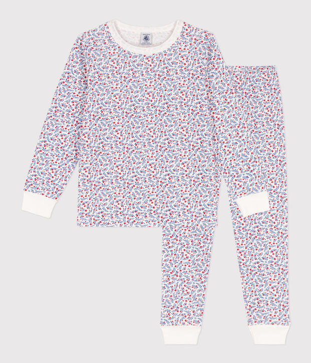 Girls' Floral Cotton Pyjamas white/multicolor