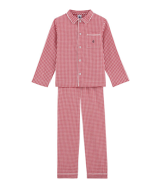 Little boy's checked pyjamas TERKUIT red/MARSHMALLOW white