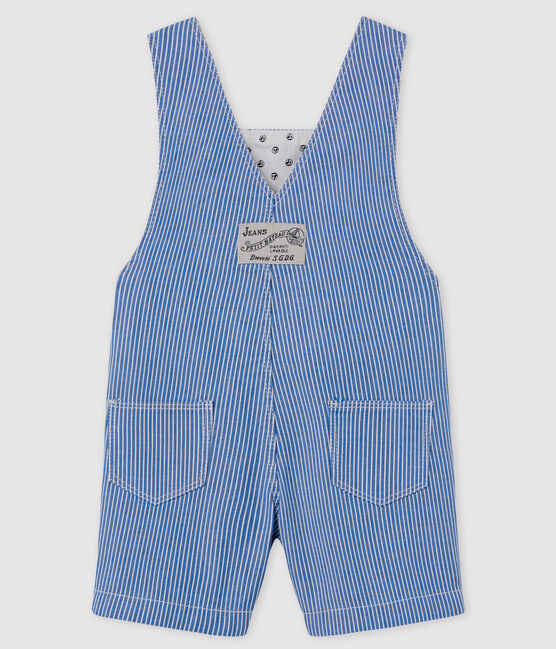 Babies' Canvas Dungarees SURF blue/ECUME white