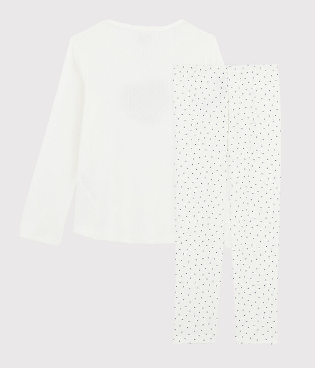 Girls' Mini-Hearts Ribbed Pyjamas white/blue