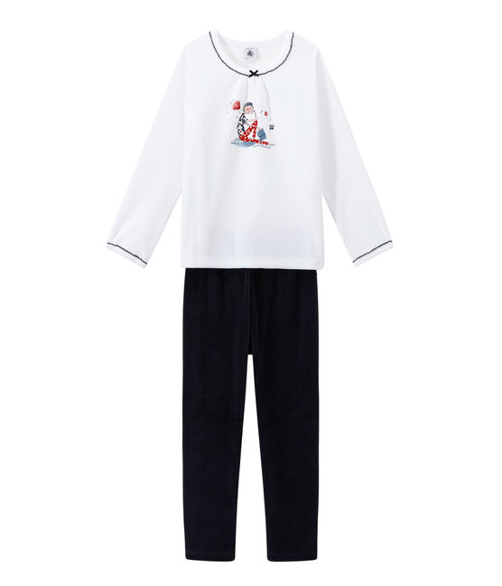 Girl's velour pyjamas SMOKING blue/ECUME white
