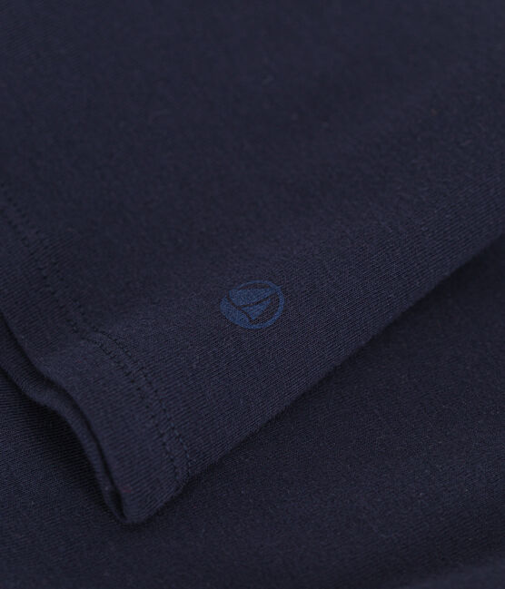 Women's plain long-sleeved iconic rib knit T-shirt SMOKING blue