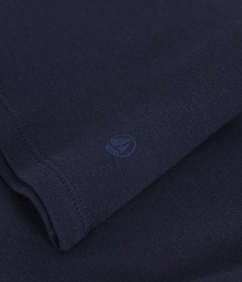 Women's plain long-sleeved iconic rib knit T-shirt SMOKING blue