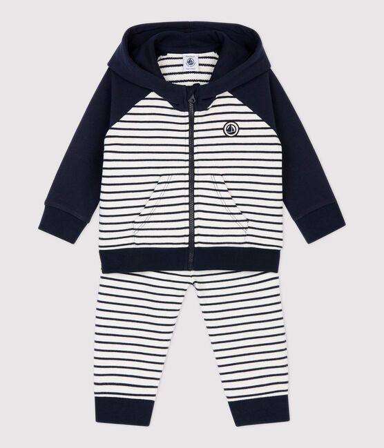Babies' Fleece Tracksuit SMOKING blue/MARSHMALLOW white