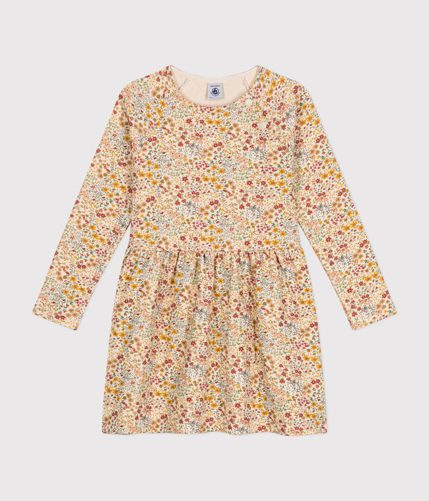 Little girls' long-sleeved tube knit dress Ecru/multicolor