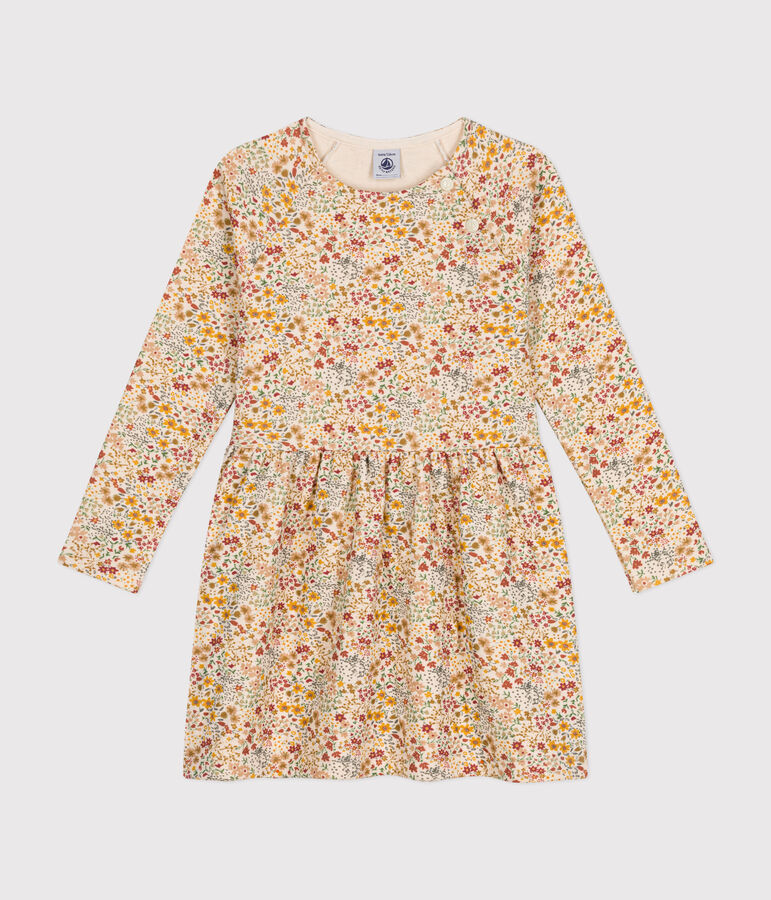 Little girls' long-sleeved tube knit dress Ecru/multicolor
