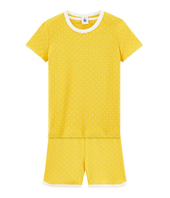 Girls' short Pyjamas HONEY yellow/MARSHMALLOW white