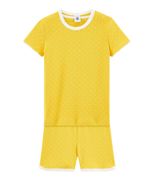 Girls' short Pyjamas yellow/white