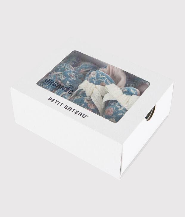 Baby Girls' Floral Velour Headband and Bootees Set green/multicolor