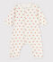 Babies' Patterned Footless Cotton Bodyjama MARSHMALLOW white/ECUREUIL