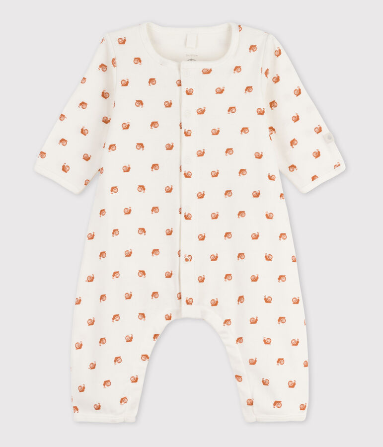 Babies' Patterned Footless Cotton Bodyjama white/brown