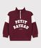 Children's plain colourblock shawl collared cotton sweatshirt red/ecru