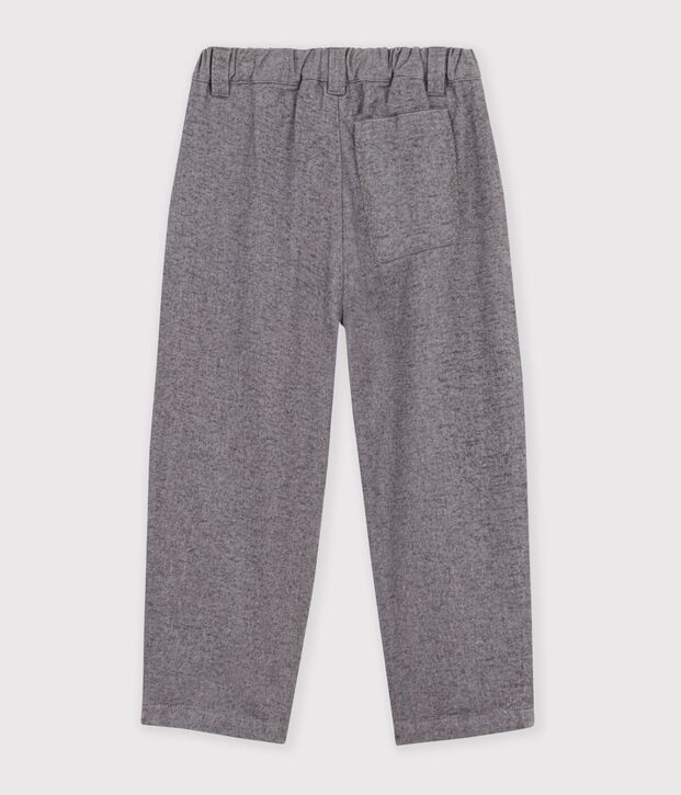 Children's pleated cotton flannel trousers grey