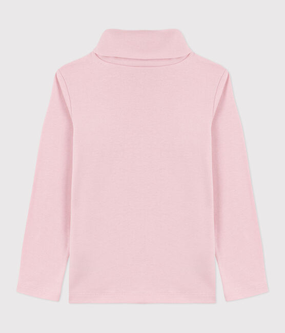 Children's plain cotton rollneck top JOLI pink