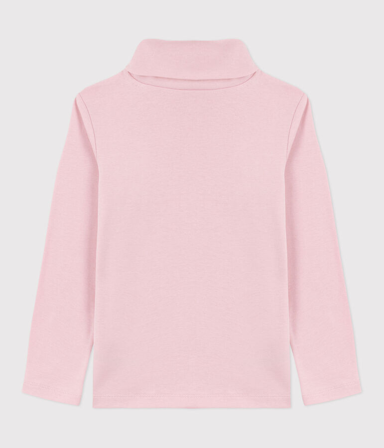 Children's plain cotton rollneck top pink