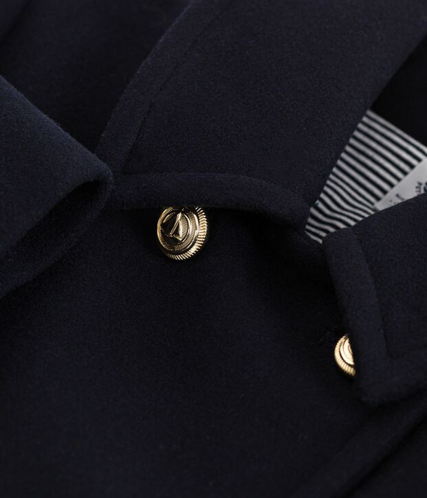 Children's coat in plain woollen broadcloth blue