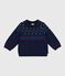 Babies' patterned wool and cotton jumper SOIR blue/MULTICO