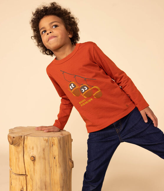 Children's unisex long-sleeved cotton T-shirt HARISSA red