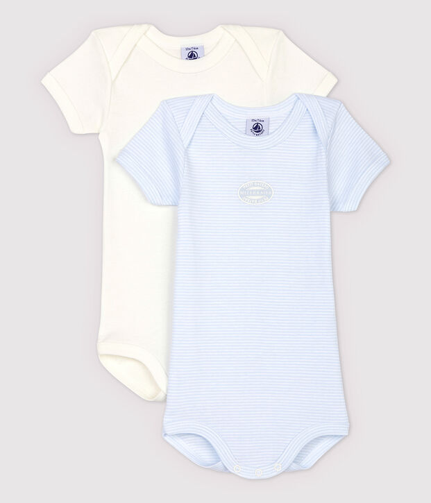Babies' Pinstriped Short-Sleeved Organic Cotton Bodysuits - 2-Pack multicolor