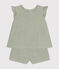 Babies' Cotton Gauze Blouse and Shorts Set HERBIER green