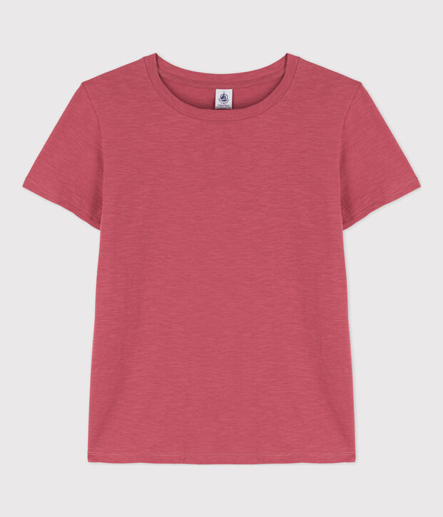 Women's Straight Round-Neck Cotton T-Shirt pink
