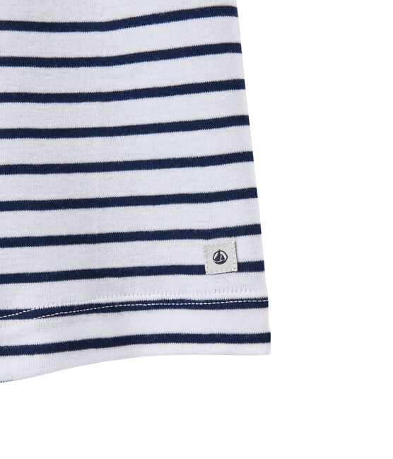 Boy's striped shorts ECUME white/MEDIEVAL blue